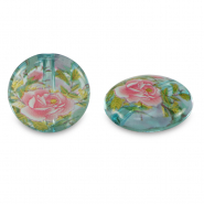 Abalorios de cristal 14mm flor Azul claro transparente-rosa roja