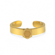 Anillo Piedra de Nacimiento con engaste de acero inoxidable para SS16 base plana Dorado
