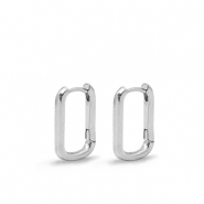 Fornituras metálicas DQ pendientes criollas óvalo Plateado (sin níquel)