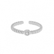 Anillos Acero Inox cristal Plateado