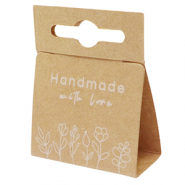 Tarjetas para joyería "handmade with love" flores Marrón claro