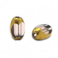 Abalorios de cristal ovalados faceteados Berenjena púrpura claro transparente-dorado