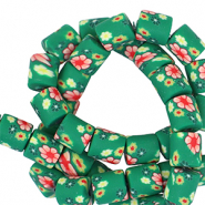 Abalorios de polímeros 6mm flor Verde-multicolor