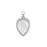 Colgantes Acero Inox concha gota Plateado-blanco (color natural)