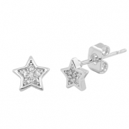 Metal TQ lat&oacute;n pendiente zirconia estrella Plateado