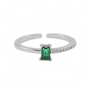 Metal TQ lat&oacute;n anillo zirconia Plateado-verde