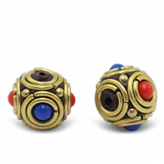 Abalorios bohemios Azul real oscuro-rojo oro antico