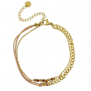 Pulseras Acero Inox doble capa Dorado-marr&oacute;n