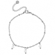 Pulseras Acero Inox estrella Plateado-Blanco
