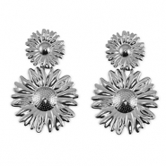 Pendientes Acero Inox flor Plateado