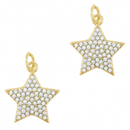 Metal TQ lat&oacute;n colgante zirconia Estrella Dorado