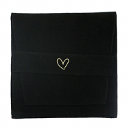 Bolso de joyería corazón Negro-dorado