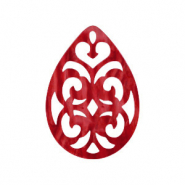 Colgantes de resina gota barok 38x27mm Rojo chile