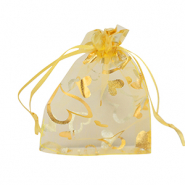 Bolso de organza 9x12cm corazón Amarillo-oro