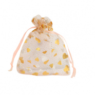 Bolso de organza 7x9cm corazón Durazno-oro