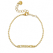 Pulseras Acero Inox ''SUPERMOM'' Dorado