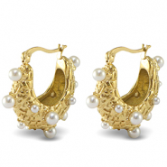 Pendientes Acero Inox Imitaci&oacute;n de perlas Dorado