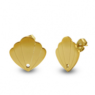 Pendientes Acero Inox concha Dorado