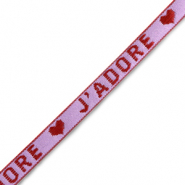 Cinta con texto "j'adore" P&uacute;rpura-rojo c&aacute;lido