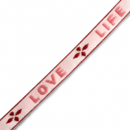 Cinta con texto "love life" Rosa-rojo c&aacute;lido
