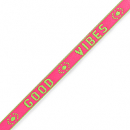 Cinta con texto "good vibes" Rosa-verde neón