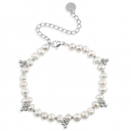 Pulseras Acero inox perlas Plateado