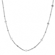 Cadenas Acero Inox flor Plateado