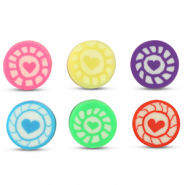 Abalorios polímero redondos corazón Multicolor