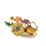 Broches flores en regadera Multicolore-dorado