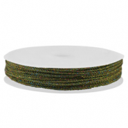 Hilo macramé trenzado 1mm Verde oscuro-multicolor metálico