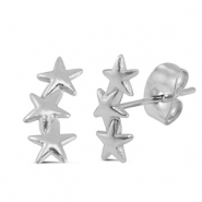 Pendientes Acero Inox estrella Plateado