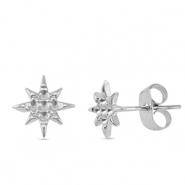Pendientes Acero Inox estrella Plateado