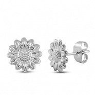 Pendientes Acero Inox flor Plateado