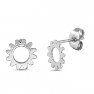 Pendientes Acero Inox flor Plateado