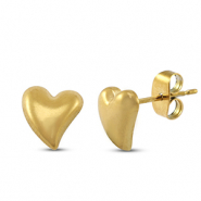 Pendientes Acero Inox coraz&oacute;n Dorado