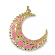 Metal TQ latón colgante luna Dorado-rosa