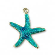 Metal TQ latón colgante estrella de mar Dorado-azul turqueza