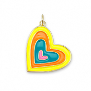 Metal TQ latón colgante corazón Dorado-multicolor neón