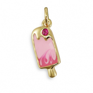 Metal TQ latón colgante zirconia paleta de hielo Dorado-rosa