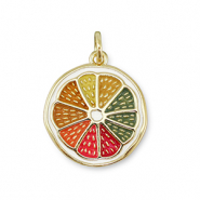 Metal TQ latón colgante rodaja de fruta Dorado-multicolor