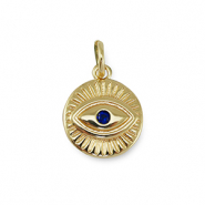 Metal TQ latón colgante zirconia ojo turco/nazar Dorado-azul oscuro