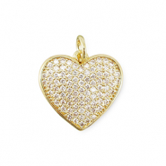 Metal TQ latón colgante zirconia corazón Dorado