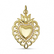 Metal TQ latón colgante zirconia corazón Dorado
