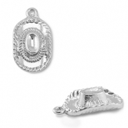 Colgantes met&aacute;licos sombrero vaquero Plateado