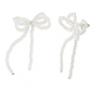 Pendientes Trendy lazo Blanco-dorado