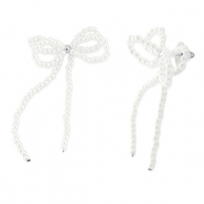 Pendientes Trendy lazo Blanco-plata