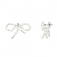 Pendientes Trendy lazo Blanco-plata