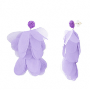 Pendientes Trendy chif&oacute;n flor Lavanda-dorado