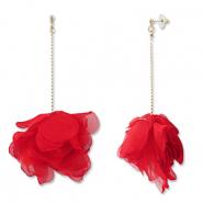Pendientes Trendy chifón flor Rojo-dorado
