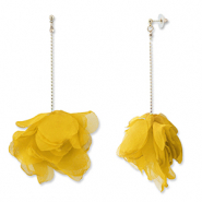 Pendientes Trendy chifón flor Amarillo-dorado